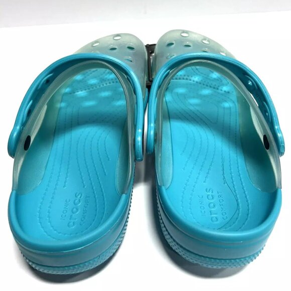 Crocs Womens Classic Clear Blue Clogs Size 6 - Picture 3 of 5